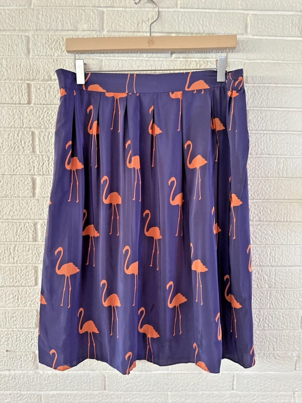 Charlotte By Charlotte Taylor Pleated Midi Skirt Purple With Orange Flamingos 10